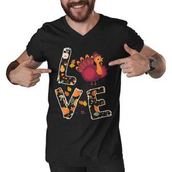 Love Turkey Thanksgiving Happy Fall 20 Shirt Men V-Neck Tshirt | Favorety DE