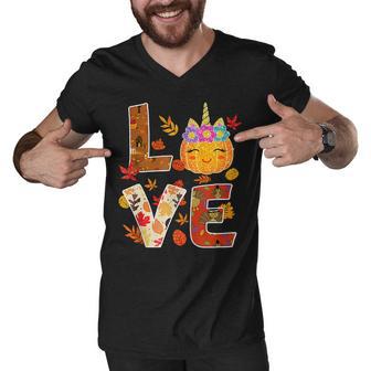 Love Unicorn Turkey Thanksgiving Happy 15 Shirt Men V-Neck Tshirt | Favorety UK