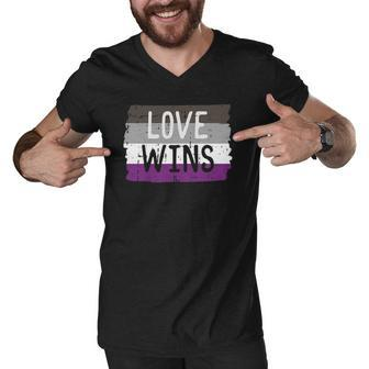 Love Wins Funny Lgbt Asexual Gay Pride Flag Colors Gift Men V-Neck Tshirt | Mazezy