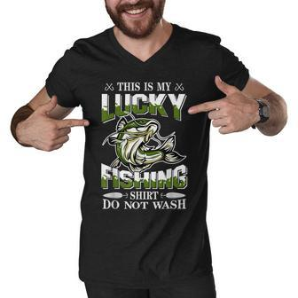 Lucky Fishing For Kids Do Not Wash Christmas Fisherman Men V-Neck Tshirt - Seseable