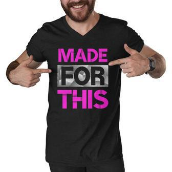 Made For This Pink Color Graphic Men V-Neck Tshirt | Mazezy