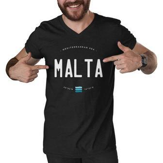 Malta Beach Waves Gift Mediterranean Sea Men V-Neck Tshirt | Mazezy