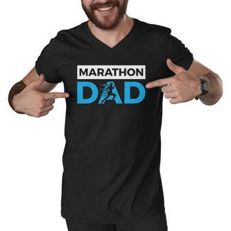 Marathon Dad Funny Sport Running Fathers Day Gift Men V-Neck Tshirt | Mazezy