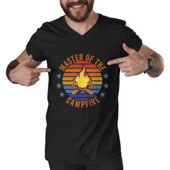 Master Of The Campfire Camping Vintage Camper Summer Retro Men V-Neck Tshirt - Monsterry UK