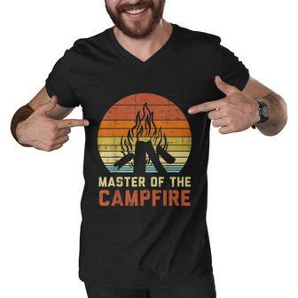 Master Of The Campfire Sunset Retro Bonfire Camping Camper Men V-Neck Tshirt - Monsterry CA