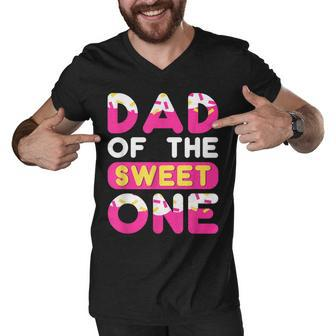 Matching Family Dad Of Sweet One First Birthday Donut Theme Men V-Neck Tshirt - Seseable