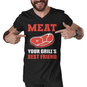 Meat Your Grill’S Best Friend Butcher Chef Cook Bbq Men V-Neck Tshirt | Favorety