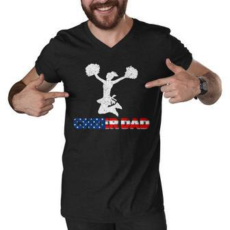 Mens 4Th Of July Us Flag Cheer Dad Gift For Fathers Day Men V-Neck Tshirt - Seseable