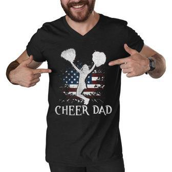 Mens American Flag Cheer Dad 4Th Of July Fathers Day Funny Men V-Neck Tshirt - Seseable