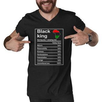 Mens Black History Month African Men Black King Nutrition Facts Men V-Neck Tshirt | Mazezy