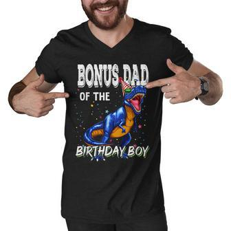 Mens Bonus Dad Of The Birthday Boy Matching Father Bonus Dad Men V-Neck Tshirt - Seseable