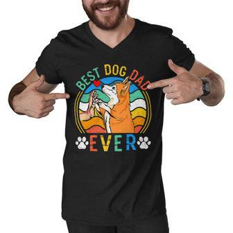 Mens Corgi Best Dog Dad Ever Gifts Dog Lover Men V-Neck Tshirt - Monsterry UK