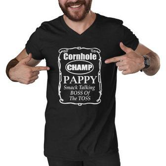 Mens Cornhole Champion Boss Of The Toss Pappy Men V-Neck Tshirt | Mazezy
