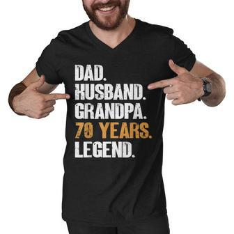 Mens Dad Husband Grandpa 70 Years Legend Birthday 70 Years Old Men V-Neck Tshirt - Seseable