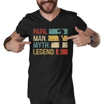 Mens Dad Man Myth Legend Christmas Father Birthday Gifts Men V-Neck Tshirt - Seseable