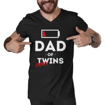 Mens Dad Of Crazy Twins Clothes Gift Father Husband Dad Funny Men Men V-Neck Tshirt | Mazezy