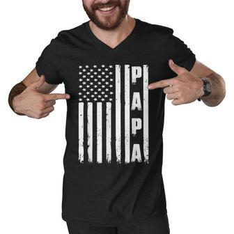 Mens Fathers Day - Best Dad Ever Usa American Flag Men V-Neck Tshirt | Mazezy