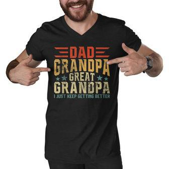 Mens Fathers Day From Grandkids Dad Grandpa Great Grandpa Men V-Neck Tshirt - Seseable
