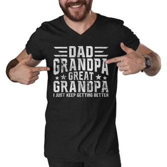Mens Fathers Day From Grandkids Dad Grandpa Great Grandpa Men V-Neck Tshirt - Seseable