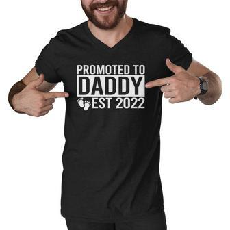 Mens Fun Dad Pregnancy Announcement Promoted To New Daddy Gift Men V-Neck Tshirt | Mazezy