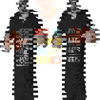 Mens Funny Vintage Cat Daddy Tee Fathers Day Best Cat Dad Ever Men V-Neck Tshirt | Mazezy