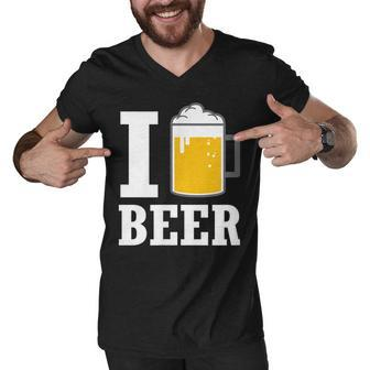 Mens I Love Beer Drinking Oktoberfest Lager Ale Party Gift Men V-Neck Tshirt | Mazezy