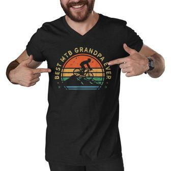 Mens Mountain Bike Retro Biking Vintage - Mtb Biker Grandpa Gifts 481 Trending Shirt Men V-Neck Tshirt | Favorety
