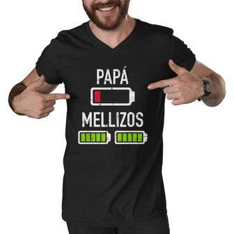 Mens Papá Batería Baja Mellizos Para Día Del Padre Men V-Neck Tshirt | Mazezy