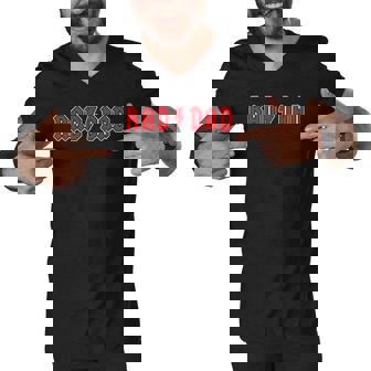 Mens Rad Dad Cool Vintage Rock And Roll Funny Fathers Day Papa Men V-Neck Tshirt | Mazezy