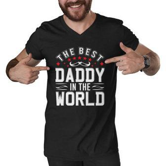 Mens The Best Daddy In The World Father Dad Fathers Day Men V-Neck Tshirt | Mazezy