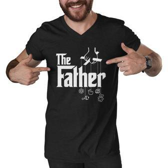 Mens The Father First Time Fathers Day New Dad Gift Men V-Neck Tshirt | Mazezy