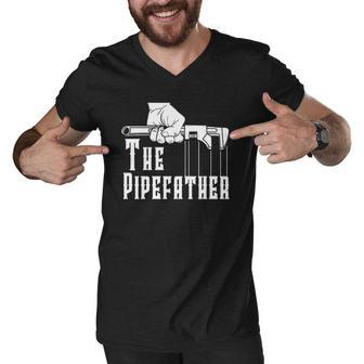 Mens The Pipefather Plumber Plumbing Pipefitter Drain Surgeon Men V-Neck Tshirt | Mazezy