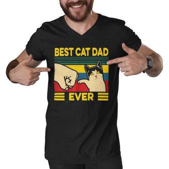 Mens Vintage Best Cat Dad Ever Bump Fit 240 Shirt Men V-Neck Tshirt | Favorety AU