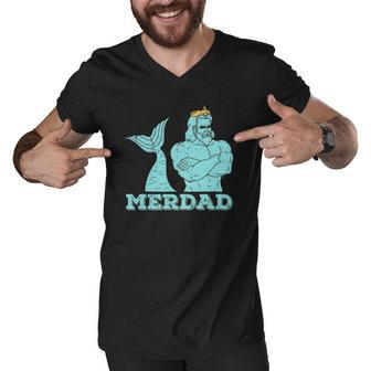 Merdad Security Merman Mermaids Daddy Fathers Day Dad Men V-Neck Tshirt | Mazezy