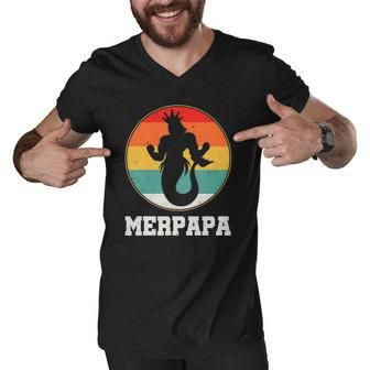 Merdpapa Security Merman Mermaid Daddy Fish Fathers Day Men V-Neck Tshirt | Mazezy