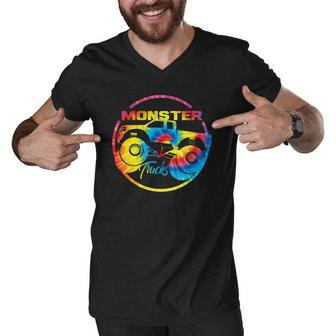 Monster Trucks Retro Tie Dye Off Road Lovers Gift Men V-Neck Tshirt | Mazezy