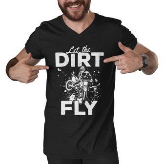 Motorcycle Let The Dirt Fly Dirtbike 494 Shirt Men V-Neck Tshirt | Favorety UK