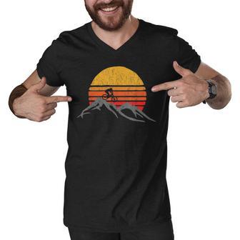 Mountain Bike Vintage Sunset Design Graphic 235 Trending Shirt Men V-Neck Tshirt | Favorety