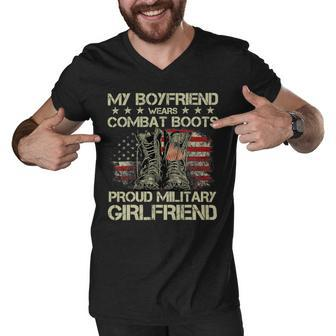 My Boyfriend Wears Combat Boots Proud Military Girlfriend T-Shirt Men V-Neck Tshirt - Monsterry UK