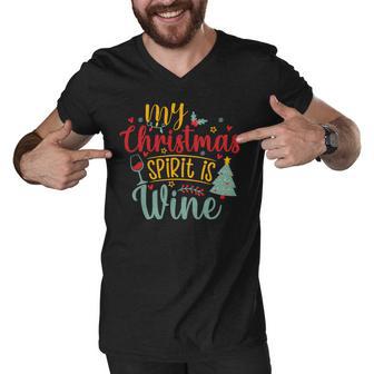 My Christmas Spirit Is Wine Funny 555 Shirt Men V-Neck Tshirt | Favorety AU