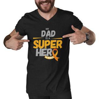 My Dad Is A Superhero Ms Warrior Awareness Day Multiple Sclerosis Awareness Men V-Neck Tshirt | Mazezy