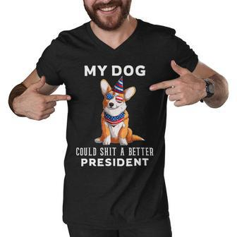 My Dog Could Shit A Better President Corgi Lover Anti Biden Men V-Neck Tshirt - Monsterry