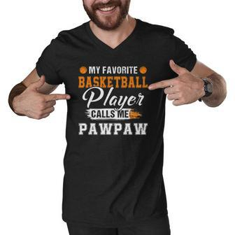 My Favorite Basketball Player Calls Me Pawpaw Fathers Day Men V-Neck Tshirt | Mazezy