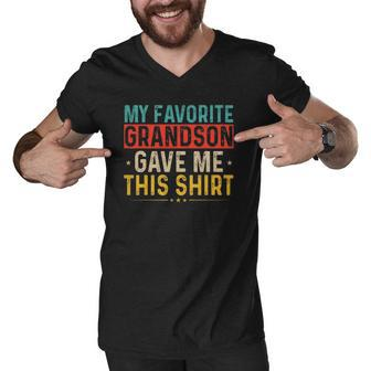 My Favorite Grandson Gave Me This Matching Family Men V-Neck Tshirt | Mazezy