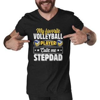 My Favorite Volleyball Player Calls Me Stepdad Cute Men V-Neck Tshirt | Mazezy
