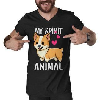 My Spirit Animal Corgi Dog Love-R Dad Mom Boy Girl Funny Men V-Neck Tshirt - Monsterry CA