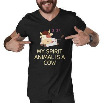 My Spirit Animal Is A Cow Cows Clothes Cattle Farmer Gift Men V-Neck Tshirt | Mazezy