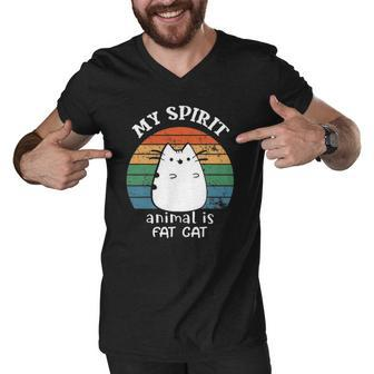 My Spirit Animal Is Fat Cat For Fat Cat Lover Vintage Style Men V-Neck Tshirt | Mazezy