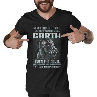Never Underestimate The Power Of An Garth Even The Devil V8 Men V-Neck Tshirt - Seseable
