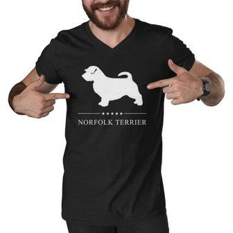 Norfolk Terrier Dog White Silhouette Men V-Neck Tshirt | Mazezy